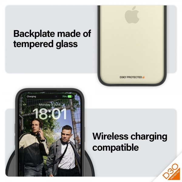 PanzerGlass iPhone 15 Plus -suojakuori ClearCase D3O, musta