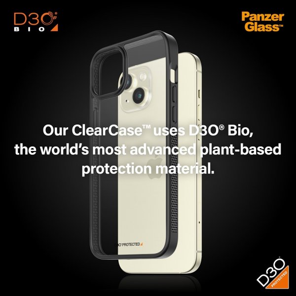 PanzerGlass iPhone 15 Plus -suojakuori ClearCase D3O, musta