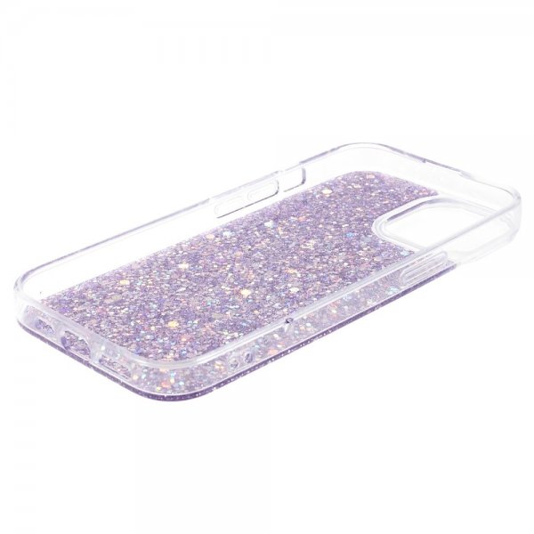 iPhone 15 Plus Suojakuori Kimallehileet Violetti