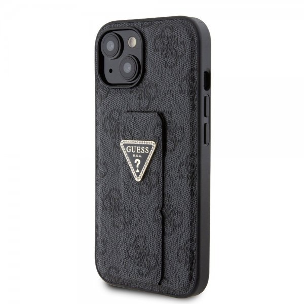 Guess iPhone 15 Plus Suojakuori Grip Stand -toiminnolla, musta