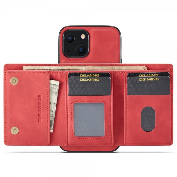 Dg.Ming iPhone 15 Plus -suojakotelo M1 Series, irrotettava korttipidike, punainen