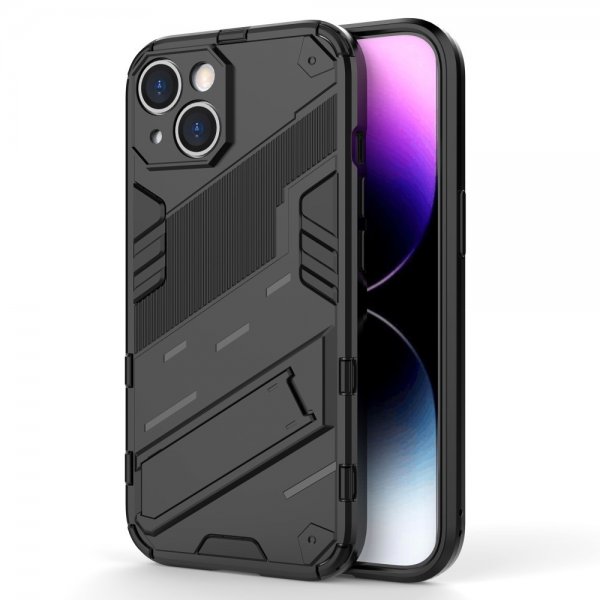 iPhone 15 Plus Suojakuori Jalustalla Musta