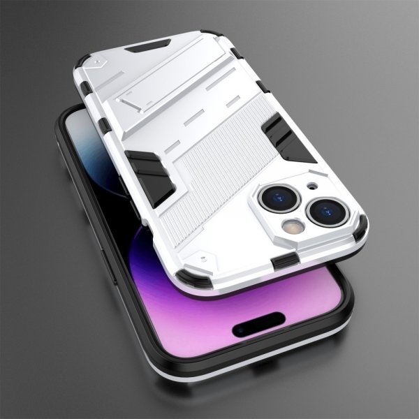iPhone 15 Plus Suojakuori Jalustalla Valkoinen