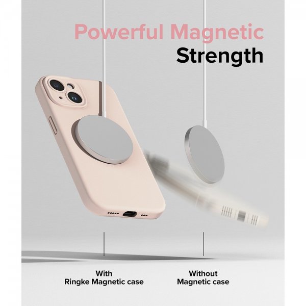 Ringke iPhone 15 Plus Suojakuori Silicone Magnetic Pink Sand