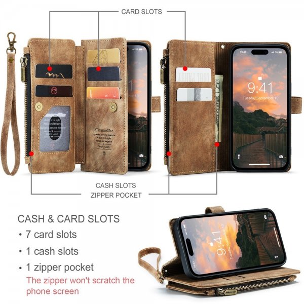 CaseMe iPhone 15 Pro -suojakuori C30 Series Ruskea