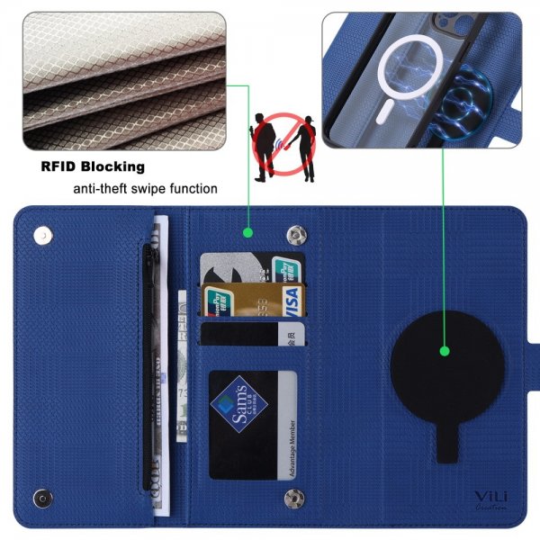 VILI iPhone 15 Pro Max -kotelo irrotettavalla kuorella GHB Series MagSafe Sininen