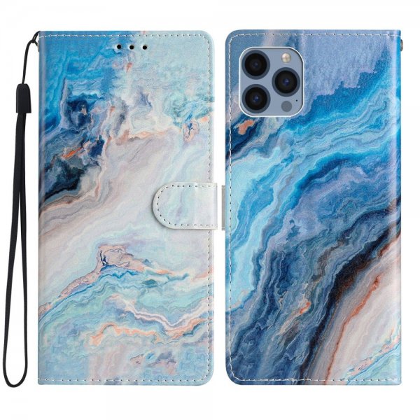iPhone 15 Pro Max -suojakuori, sininen marmorikuvio