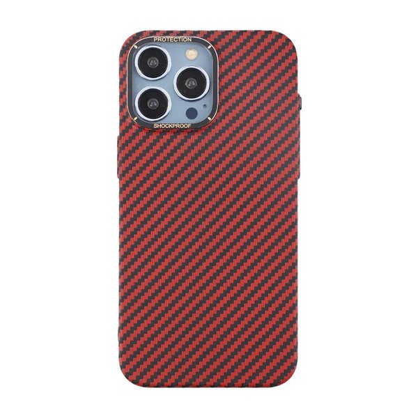 iPhone 15 Pro Max Kuori Hiilikuitukuvio Punainen
