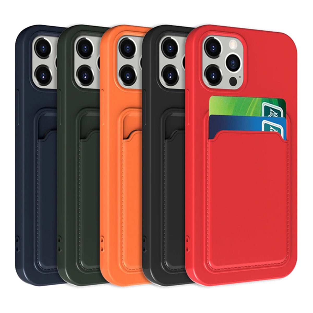 iPhone 15 Pro Max Kuori Silikoni Korttitasku Musta