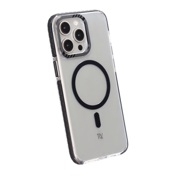 Rvelon iPhone 15 Pro Max Kuori TPU MagSafe Musta Läpinäkyvä