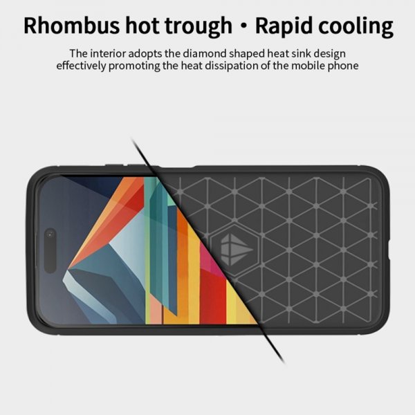 Mofi iPhone 15 Pro Max -kuori harjattu hiilikuitukuvioitu punainen