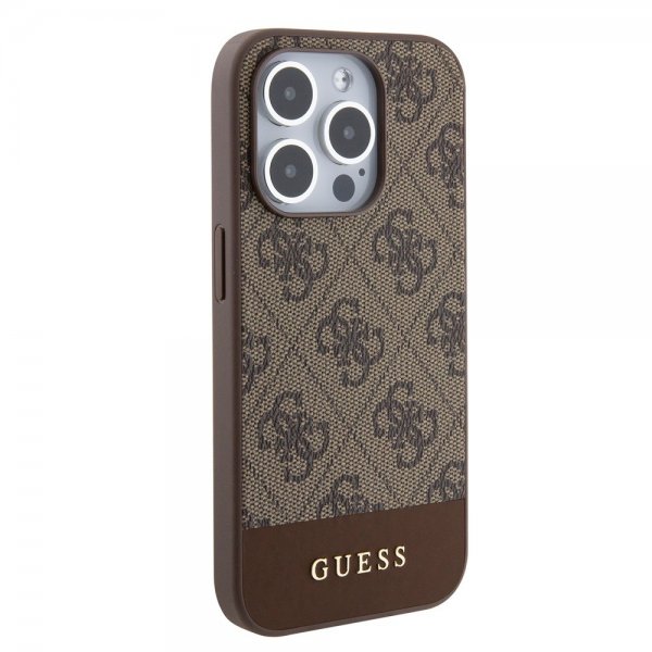Guess iPhone 15 Pro Max Kuori Bottom Stripe MagSafe Ruskea