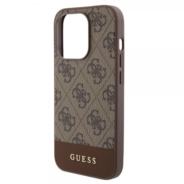 Guess iPhone 15 Pro Max Kuori Bottom Stripe MagSafe Ruskea
