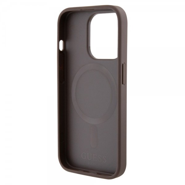 Guess iPhone 15 Pro Max Kuori Bottom Stripe MagSafe Ruskea