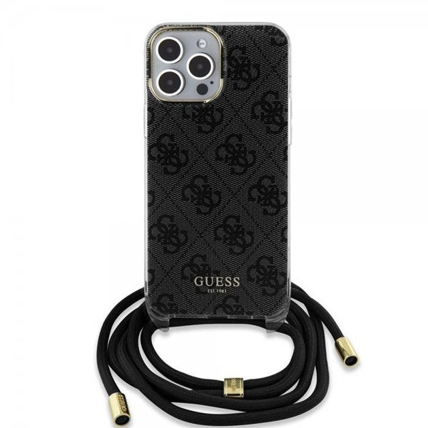 Guess iPhone 15 Pro Max Kuori Crossbody Cord Musta