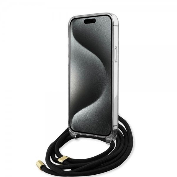 Guess iPhone 15 Pro Max Kuori Crossbody Cord Musta