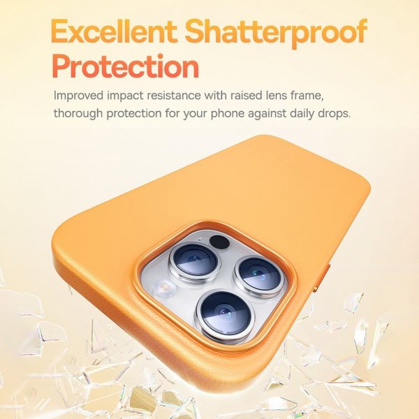 Baseus iPhone 15 Pro Max Kuori Fauxther Series Oranssi