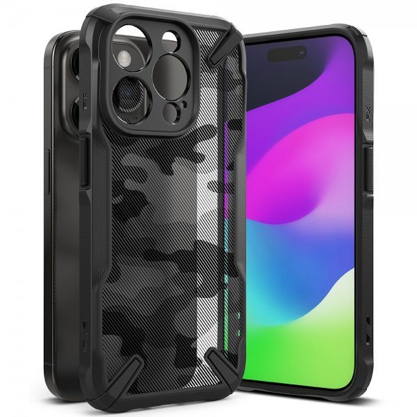 Ringke iPhone 15 Pro Max Kuori Fusion X Design Camo Black