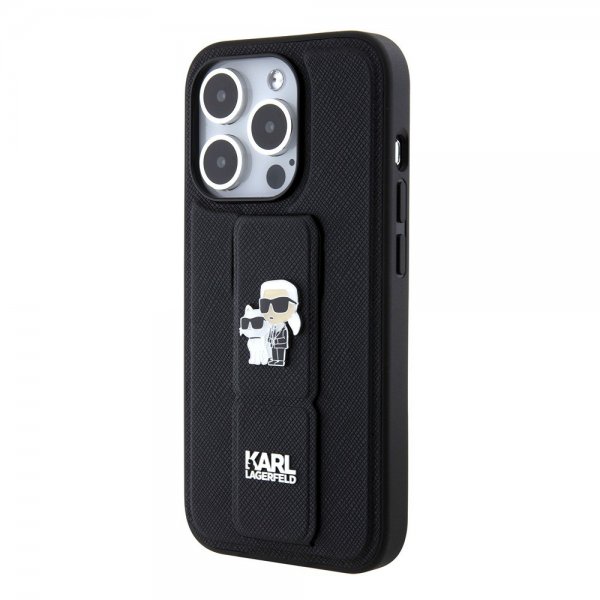Karl Lagerfeld iPhone 15 Pro Max -suojakuori jalustatoiminnolla, musta