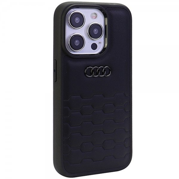 Audi iPhone 15 Pro Max Kuori GT Synteettinen Nahka Musta