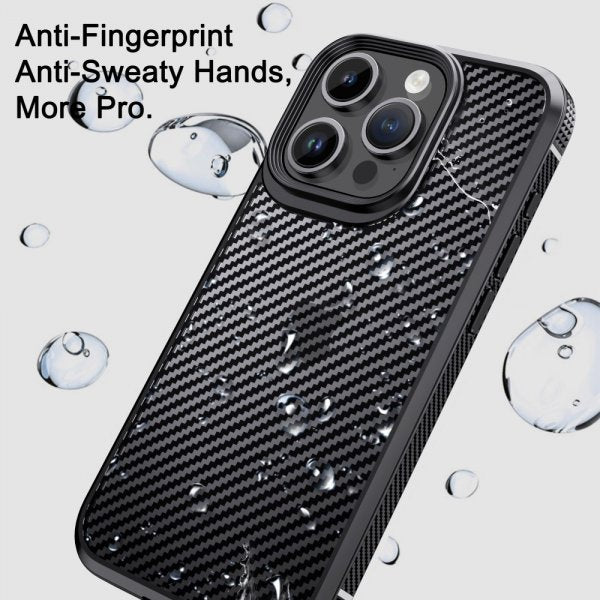 Ipaky iPhone 15 Pro Max -hiilikuitukuvioitu kuori, sininen