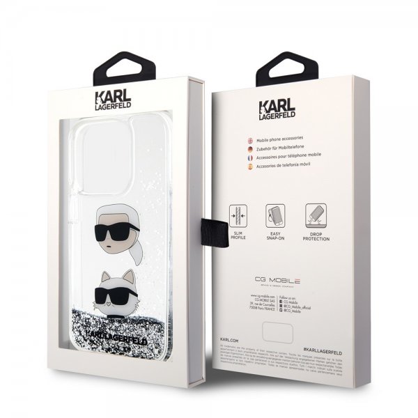 Karl Lagerfeld iPhone 15 Pro Max Kuori Liquid Glitter Karl & Choupette Hopea
