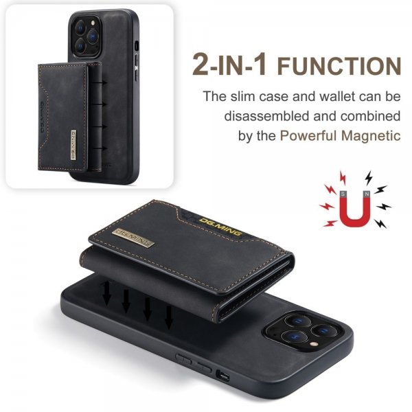 Dg.Ming iPhone 15 Pro Max -suojakuori, M2 Series, irrotettava korttipidike, musta