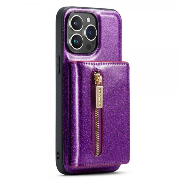 Dg.Ming iPhone 15 Pro Max Kuori M3-sarjan irrotettava korttipidike, kimalteleva, violetti