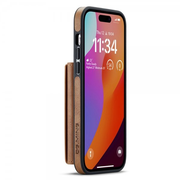 Dg.Ming iPhone 15 Pro Max kuori, M5-sarja, irrotettava korttikotelo, ruskea