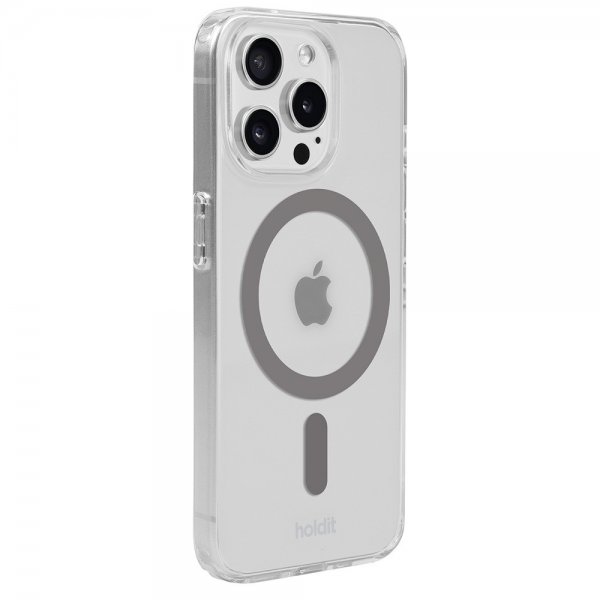 Holdit iPhone 15 Pro Max - MagSafe-suojakuori, Space Gray Transparent