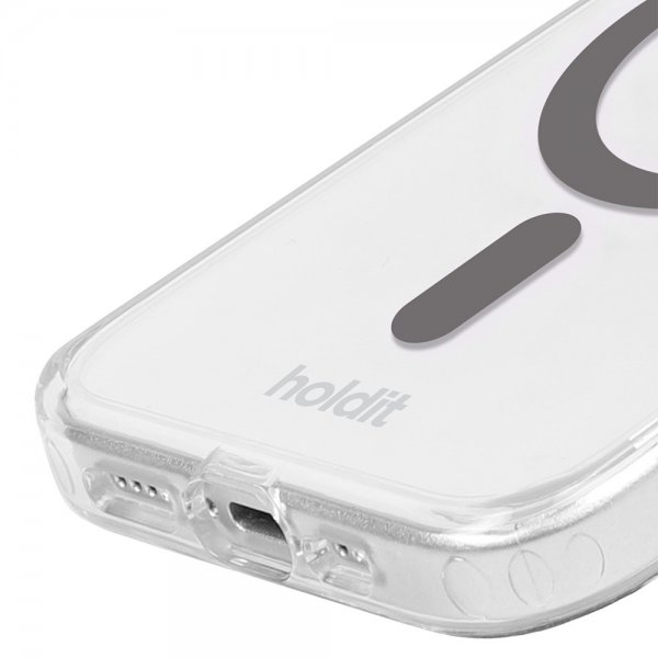 Holdit iPhone 15 Pro Max - MagSafe-suojakuori, Space Gray Transparent