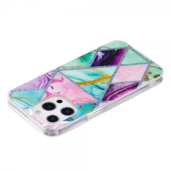 iPhone 15 Pro Max Kuori Marmorikuvio Vihreä Violetti