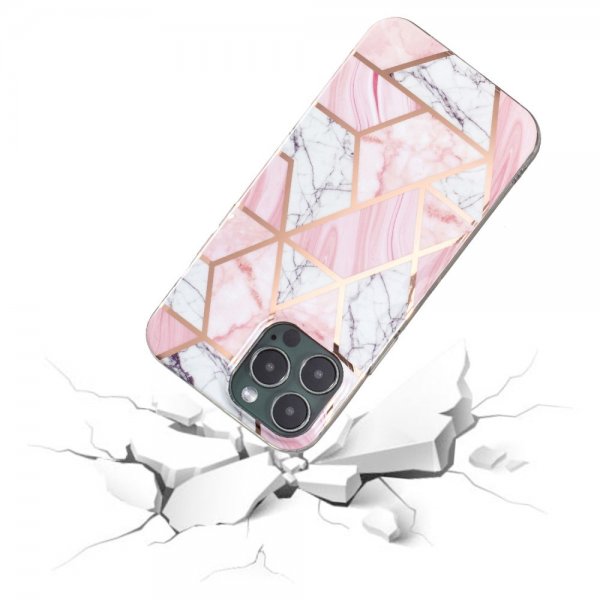 iPhone 15 Pro Max Kuori Marmorikuviointi Vaaleanpunainen Valkoinen