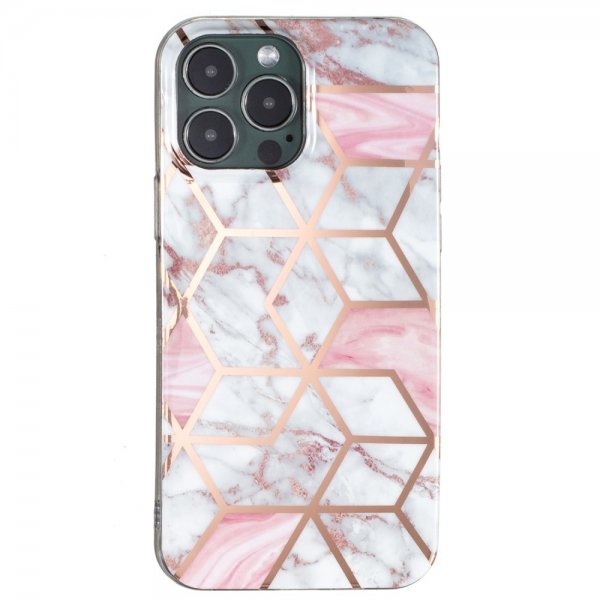 iPhone 15 Pro Max Kuori Marmorikuvio Valkoinen Vaaleanpunainen