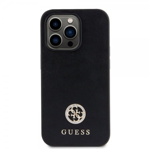 Guess iPhone 15 Pro Max Kuori Metal Logo Strass Musta