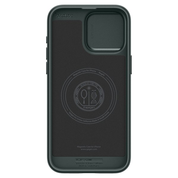 Spigen iPhone 15 Pro Max -suojakuori Optik Armor MagFit Abyss Green