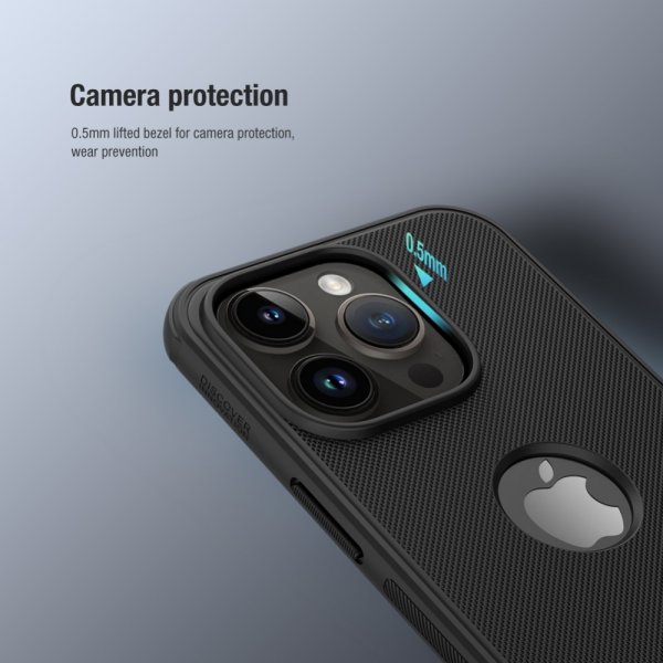 Nillkin iPhone 15 Pro Max Suojakuori Super Frosted Shield Pro Logoaukko Sininen