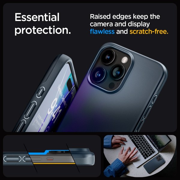 Spigen iPhone 15 Pro Max Thin Fit -suojakuori, Metal Slate