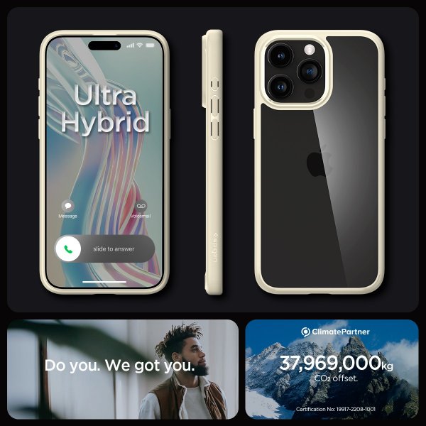 Spigen iPhone 15 Pro Max -suojakuori, Ultra Hybrid Mute Beige