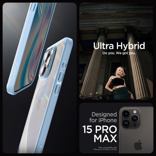 Spigen iPhone 15 Pro Max -suojakuori Ultra Hybrid Sierra Blue