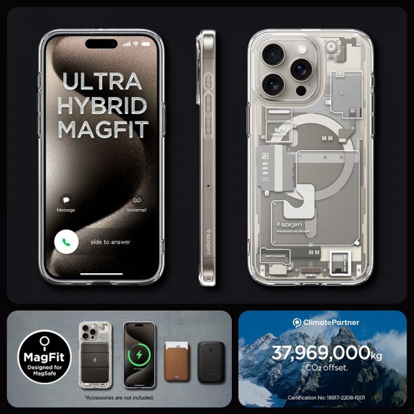 Spigen iPhone 15 Pro Max Kuori Ultra Hybrid Zero One MagFit Natural Titanium