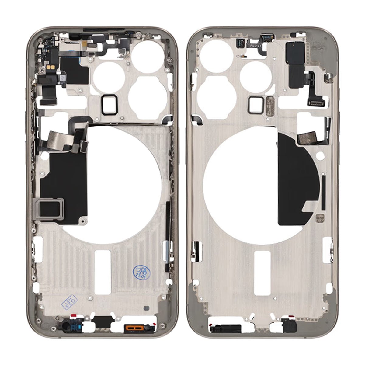 iPhone 15 Pro -keskikehys pienten osien kanssa, OEM – luonnontitaani