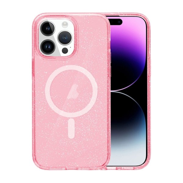 iPhone 15 Pro Kuori Glitter MagSafe Ruusu