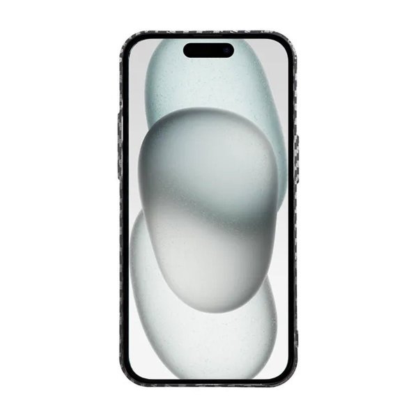 iPhone 15 Pro Hiilikuitukuvioitu Kuori Musta