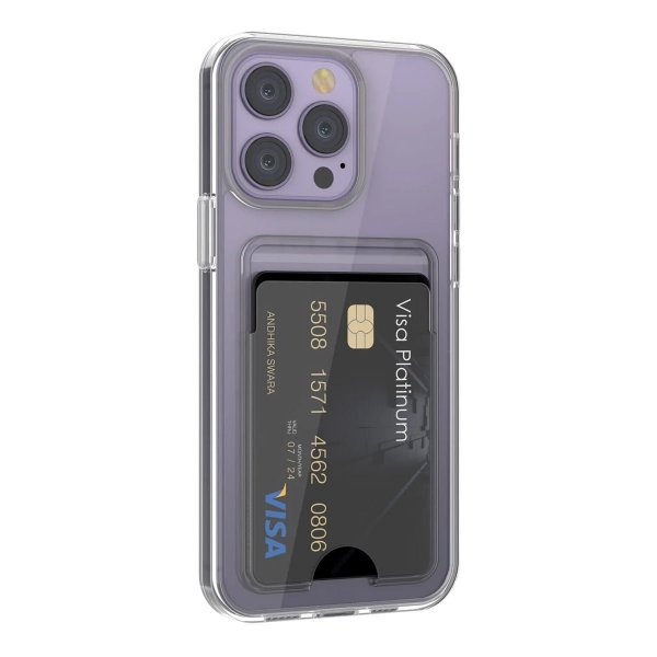 Rvelon iPhone 15 Pro -suojakuori, korttipidike, läpinäkyvä