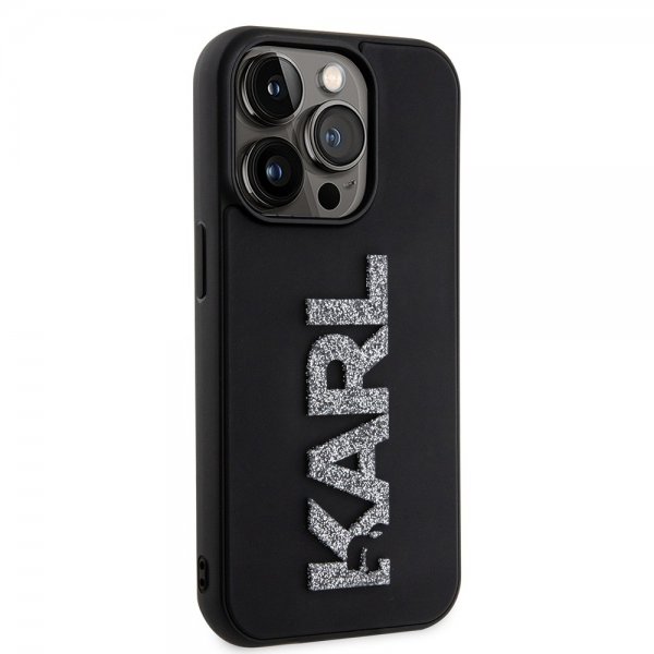 Karl Lagerfeld iPhone 15 Pro Kuori 3D Rubber Karl Musta