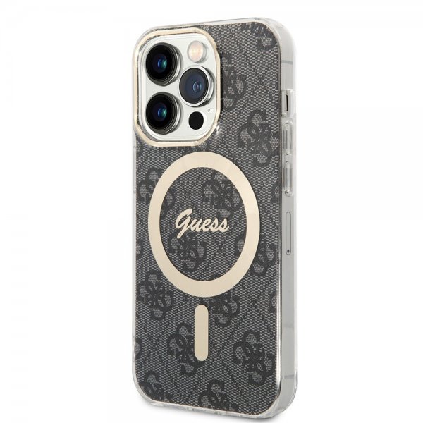 Guess iPhone 15 Pro -kuori, 4G Pattern, MagSafe, musta