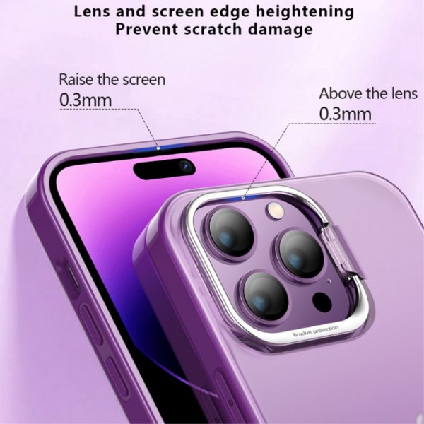 X-Level iPhone 15 Pro Kuori Kamerakehyksellä & Jalustalla Läpinäkyvä