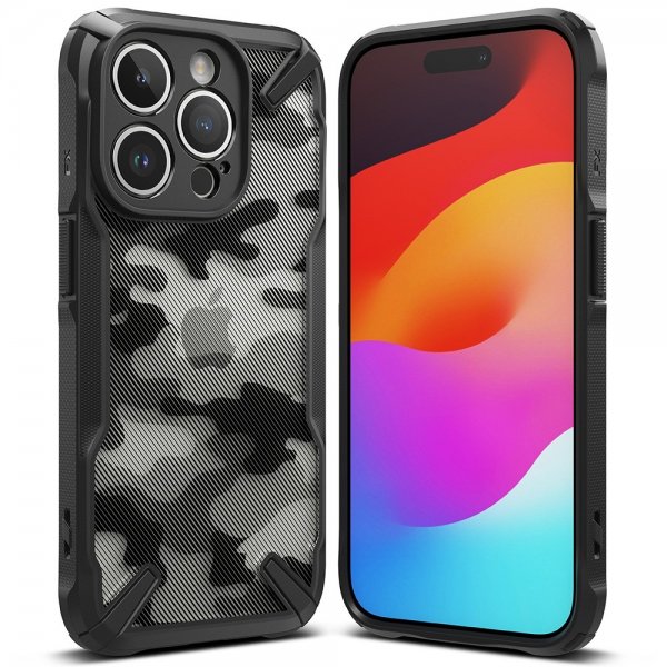 Ringke iPhone 15 Pro -suojakuori Fusion X Design Camo Black