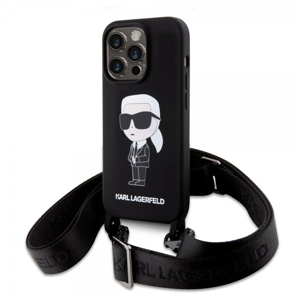 Karl Lagerfeld iPhone 15 Pro Kuori Ikonik Crossbody Musta